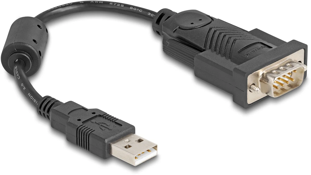 Kabelis USB Delock USB-A – RS-232 0,25 m Juodos spalvos (61549)