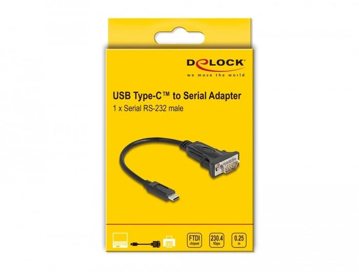 DELOCK adapteris USB Type-C > 1 x serijinis RS-232 D-Sub 9 kontaktų