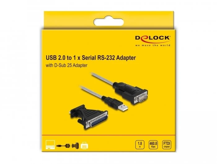 Kabelis USB Delock USB-A - RS-232 1.8 m Juodas (61314)