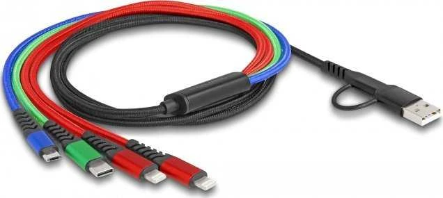 Delock USB Ladekabel 4 in 1 USB Type-A + USB-C zu 2 x Lightning / Micro USB / U