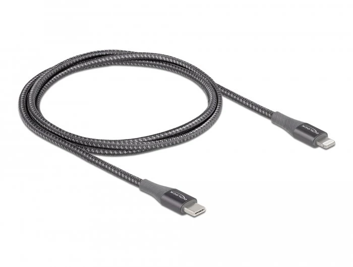 USB kabelis Delock Lightning - USB-A 1 m Pilkas (86631)