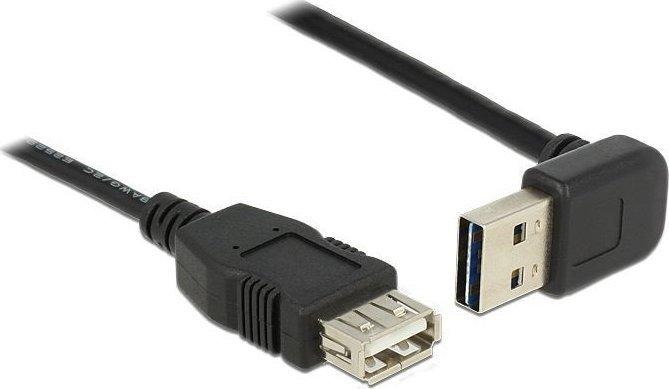 DELOCK ilgintuvas EASY-USB 2.0 tipo A kištukinis kištukas, nukreiptas aukštyn / žemyn > USB 2.0 Type-A moteriškas juodas 0,5 m