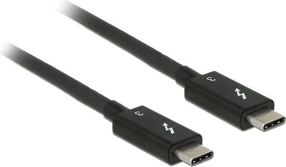 DELOCK laidas Thunderbolt 3 USB-C kištukas > USB-C vyriškas pasyvus 0,5 m 5 A 40 Gb/s juodas