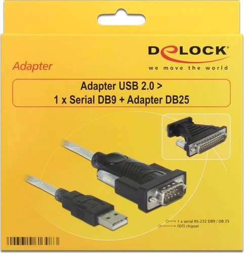 Kabelis USB Delock USB-A - DB-9 1.8 m Juodas (61308)