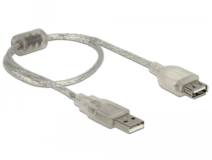 Kabelis USB Delock USB-A - USB-A 0.3 m Permatomas (82244)