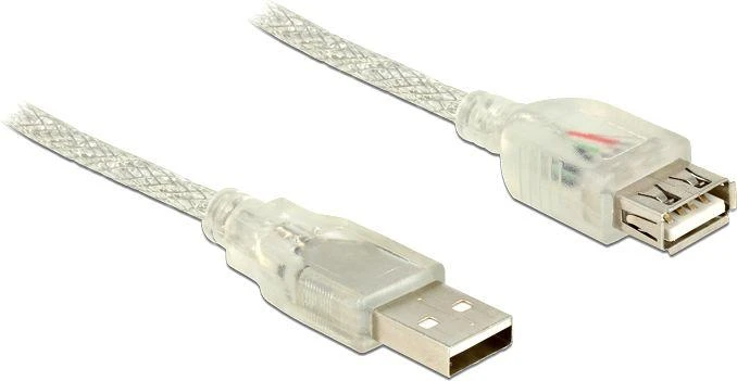 DELOCK ilgintuvas USB 2.0 tipo A kištukinis > USB 2.0 Type-A moteriškas 1,5 m skaidrus