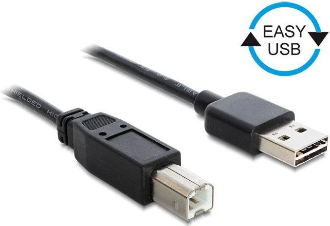 Delock Cable EASY-USB 2.0 A tipo kištukas > USB 2.0 B tipo kištukas 2 m juodas
