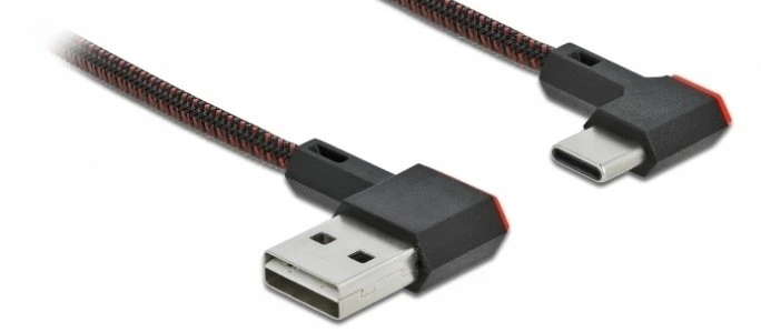KABELIS USB-C(M)->USB-A(M) 2.0 0.5M KAMPINIS PRAWO Juodas DELOCK