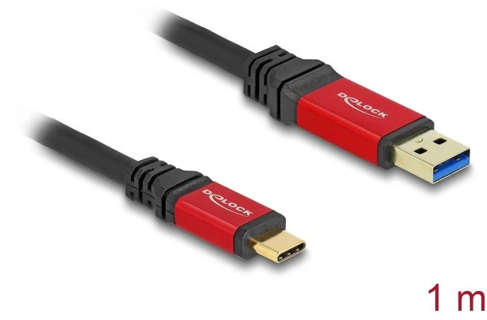 Kabelis USB Delock USB-A - USB-C 1 m Raudona (80617)