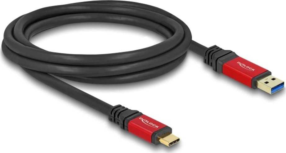 Kabelis USB Delock USB-A - USB-C 2 m Juodai-raudona (80618)