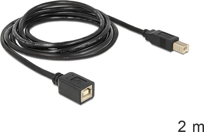Kabelis USB Delock USB-B - USB-B 2 m Juodas (83427)