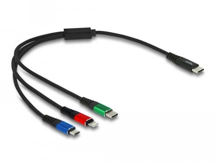 Delock USB Ladekabel 3 viename USB Type-C zu Lightning / Micro USB / USB Type-C