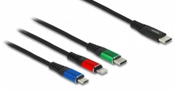 Delock USB Ladekabel 3 viename USB Type-C zu Lightning / Micro USB / USB Type-C