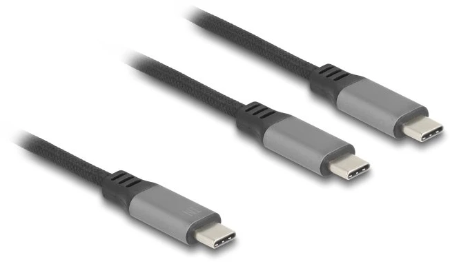 Kabelis USB Delock USB-C - 2x USB-C 1.2 m Juodai-pilka (81271)