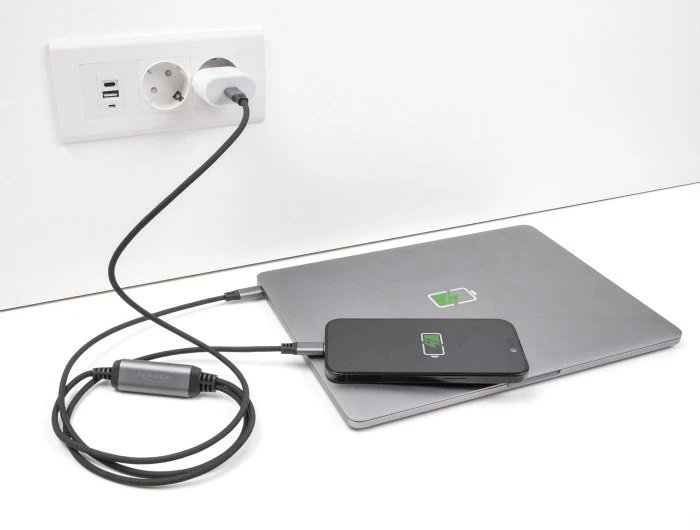 Kabelis USB Delock USB-C - 2x USB-C 1.2 m Juodai-pilka (81271)