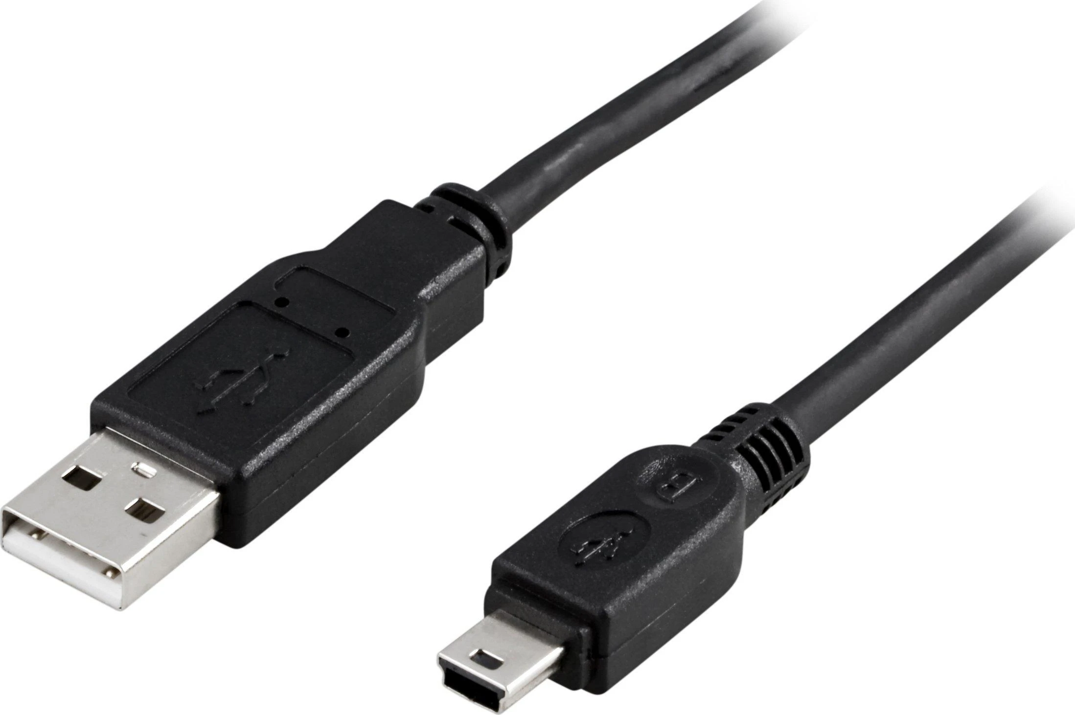 Kabelis DELTACO USB 2.0, Type A Male - Type Mini B Male, 2m, juodas / USB-26S
