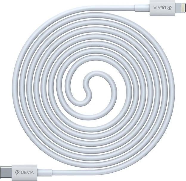 USB kabelis Devia Smart PD Type-C į Lightning 1.0m 20W 3A baltas