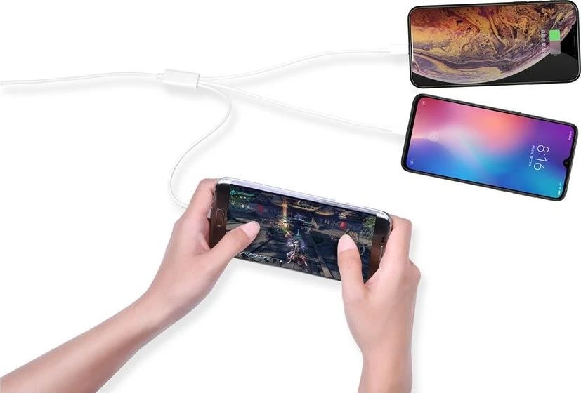 USB laidas Devia Smart 3in1 microUSB-Lightning-Type-C 1.2m baltas