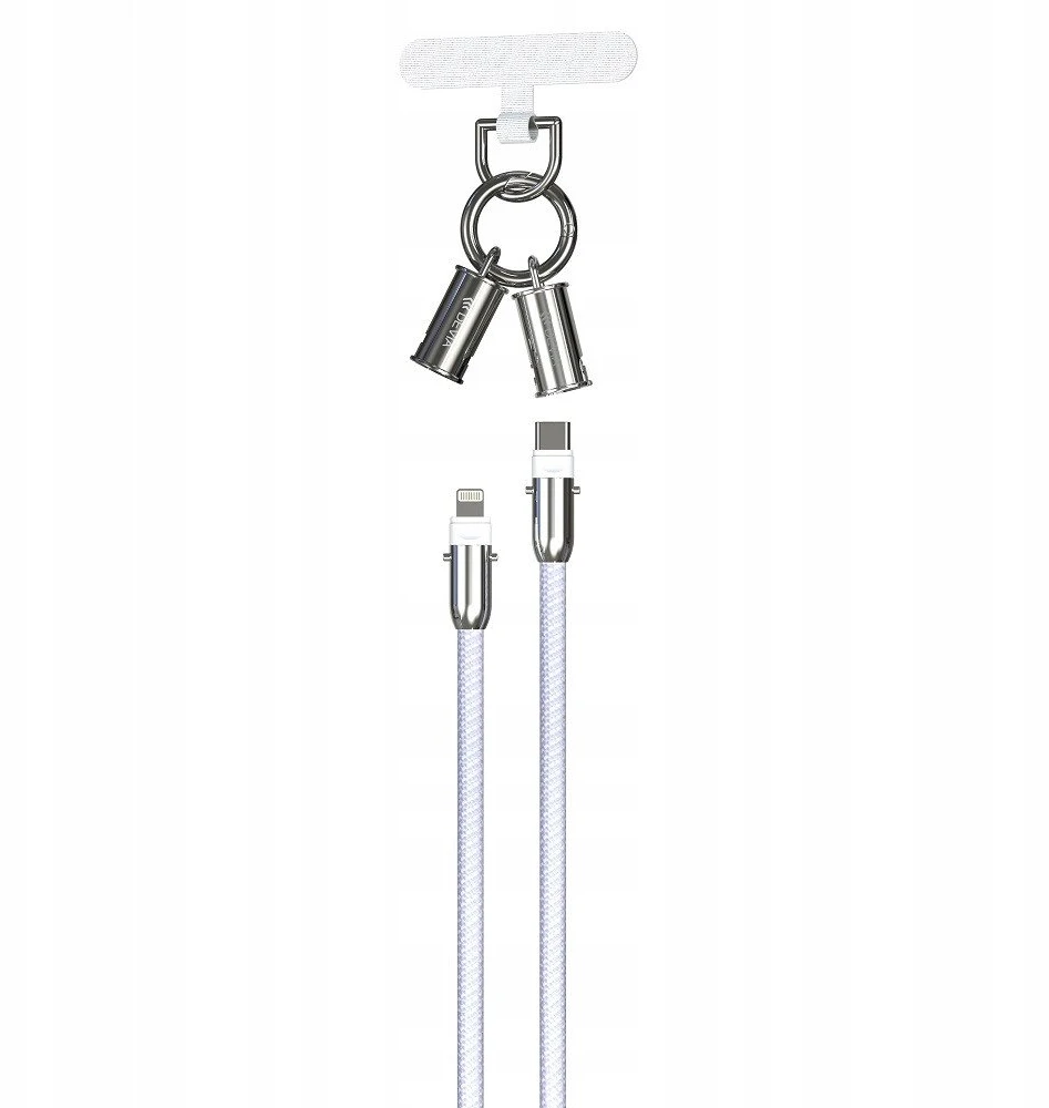 Devia laidas su dirželiu 2in1 PD USB-C – Lightning 1,2 m 27W violetinis