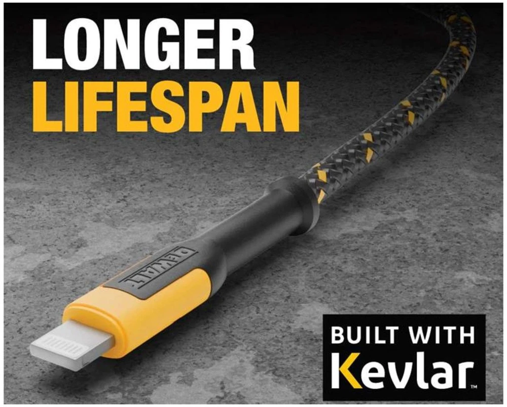 Kabelis USB Dewalt USB-A į Lightning kabelis 1.8 m, sustiprintas Kevlar (2459510)