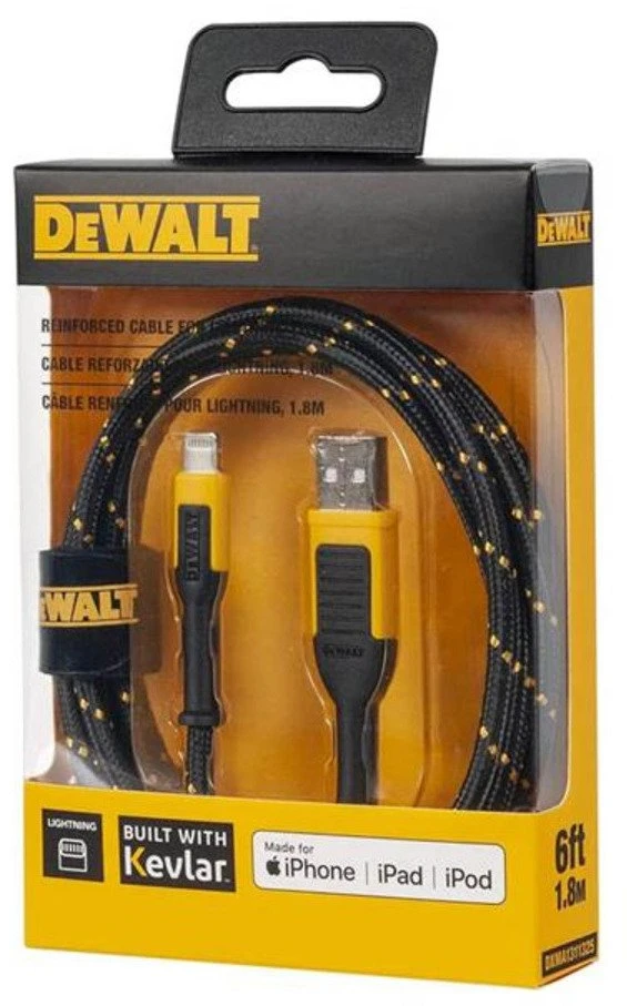 Kabelis USB Dewalt USB-A į Lightning kabelis 1.8 m, sustiprintas Kevlar (2459510)
