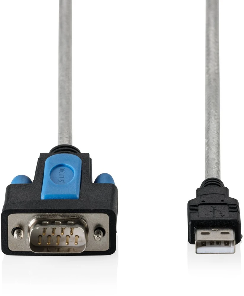 „Digitus“ kabelis USB 2.0–RS232 (db9) adapteris | FTDI (ft232rnl) lustų rinkinys | PVC, skaidrus | prisukamas tvirtinimas | 1,8 m