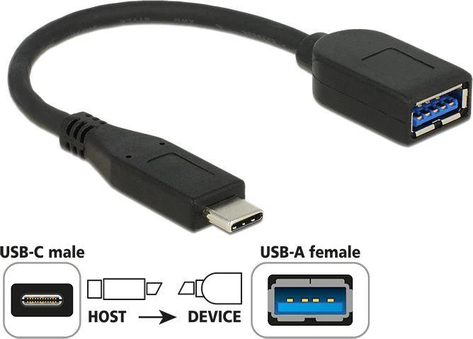 Delock adapteris USB 3.1 Gen 2 USB Type-C™ vyriškas > USB Type-A, 10 cm