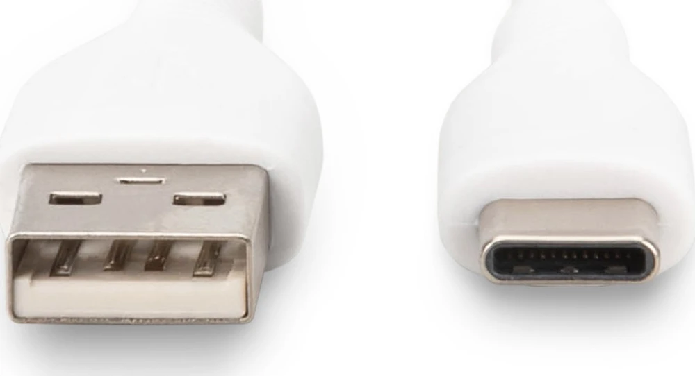 „Digitus“ silikoninis jungiamasis kabelis USB-A - USB-C, USB 2.0 60W, 0,5m Baltas