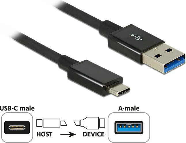 Delock Kabelis USB Digitus USB-A - USB-C 1 m Juodas (83983)