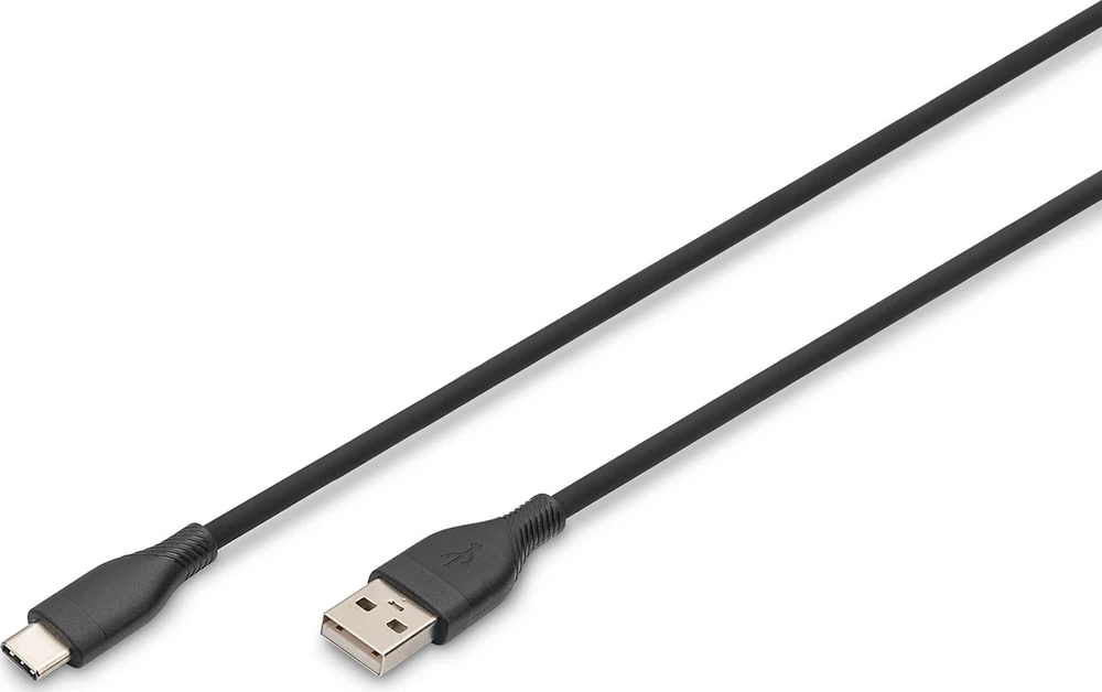 „Digitus Silicone“ USB-A - USB-C jungiamasis kabelis, USB 2.0 60W, 2m Juodas