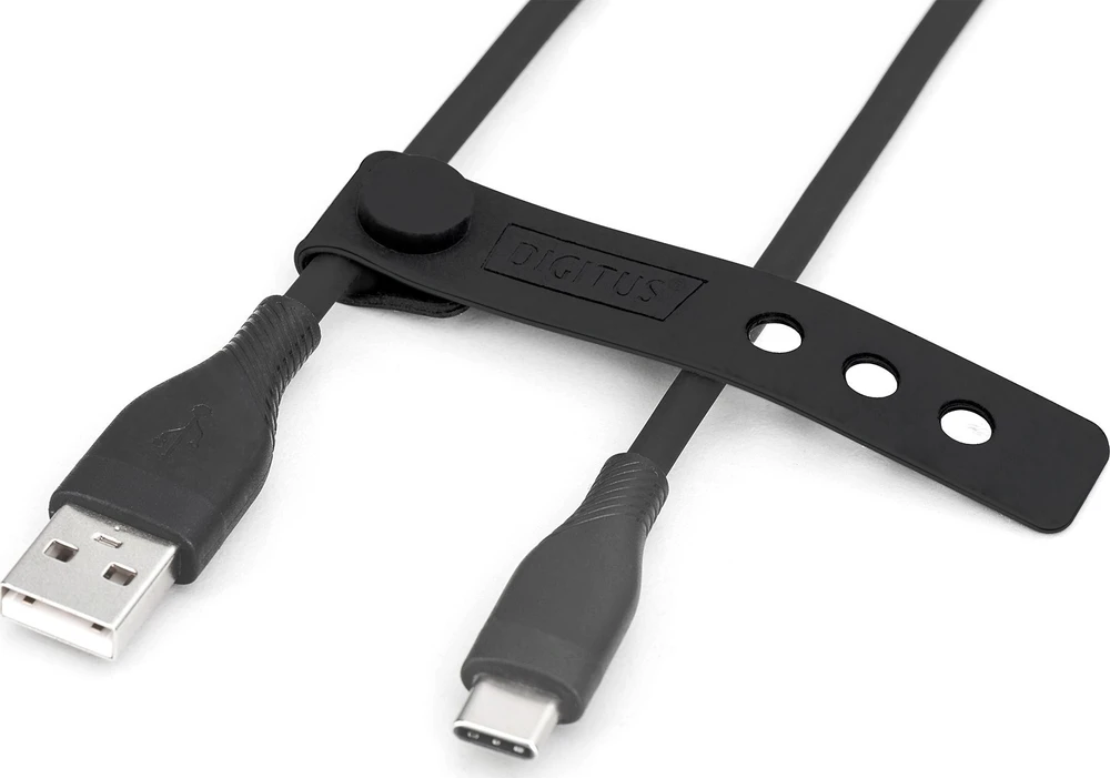 „Digitus Silicone“ USB-A - USB-C jungiamasis kabelis, USB 2.0 60W, 2m Juodas