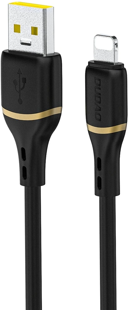 Dudao L25L 30W USB-A - Lightning kabelis su minkštu silikoniniu apvadu Lightning 1m - Juodas