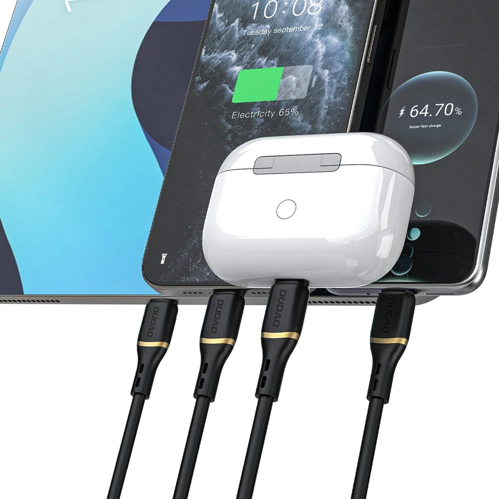 Dudao L25L 30W USB-A - Lightning kabelis su minkštu silikoniniu apvadu Lightning 1m - Juodas