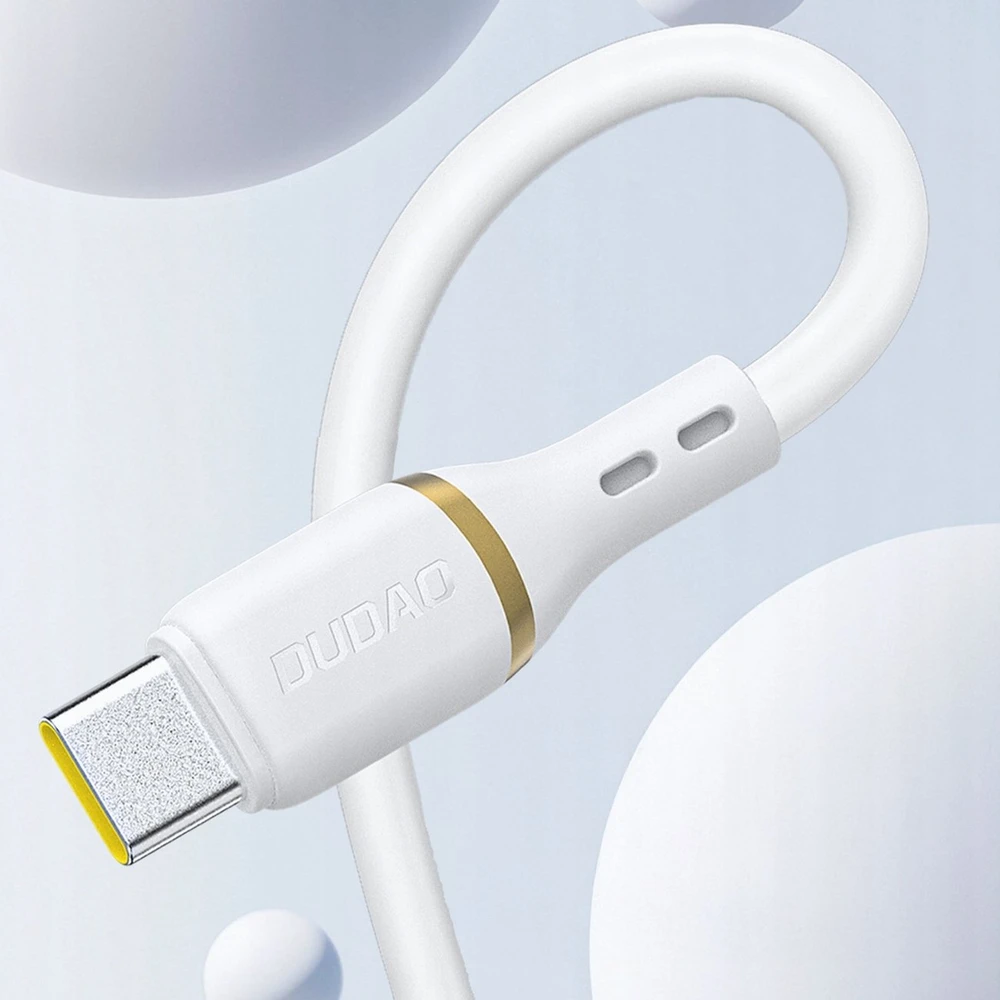 Dudao L25L USB-A - Lightning kabelis 1 m 30 W su minkštu silikoniniu apvadu - baltas