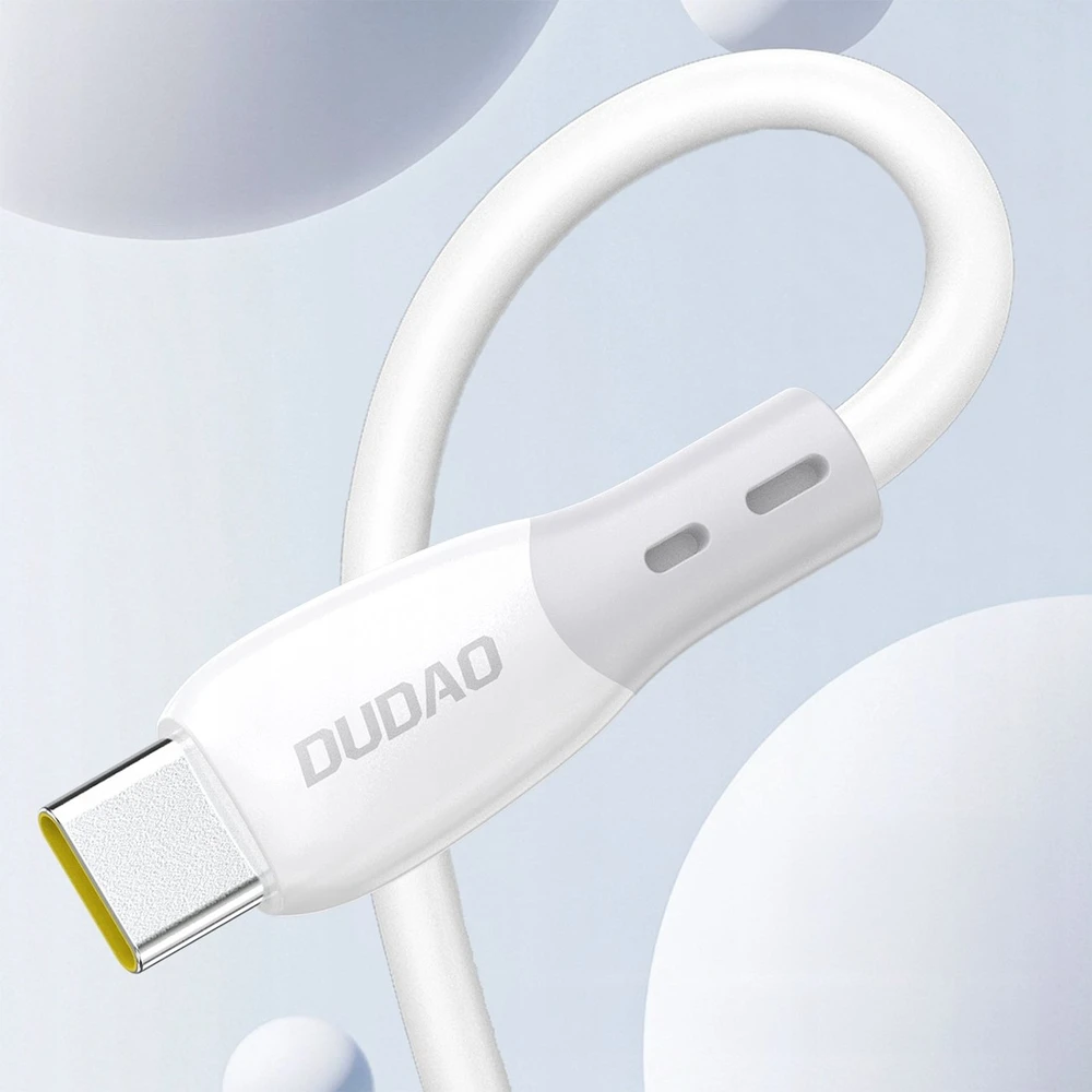 Dudao L25SC 60W USB-C - USB-C laidas su minkštu silikoniniu apvadu 2m - Baltas