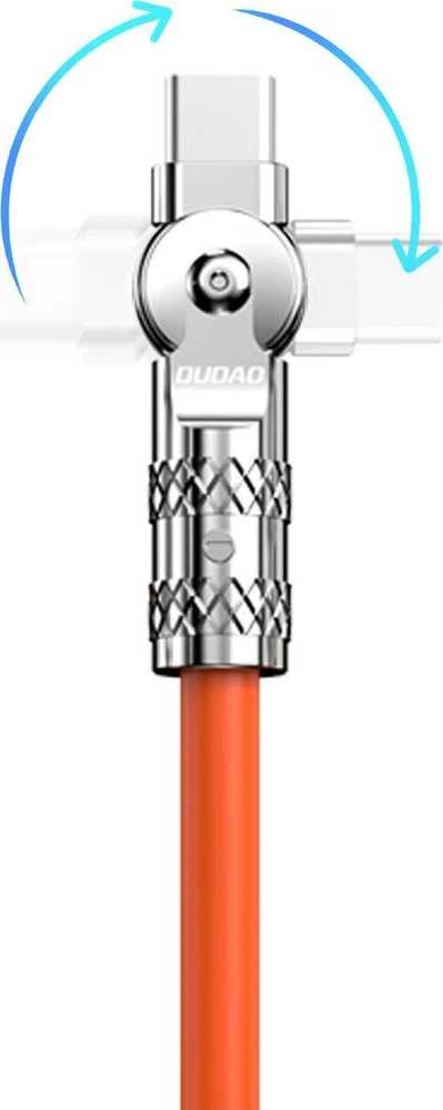 Dudao L24AL USB-A – Lightning kampinis kabelis su 180° rotation 30W 1m – oranžinės spalvos