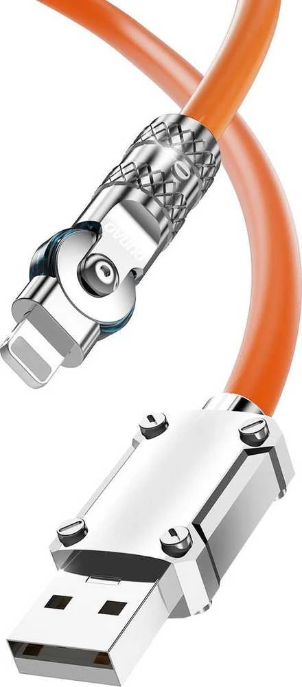 Dudao L24AL USB-A – Lightning kampinis kabelis su 180° rotation 30W 1m – oranžinės spalvos