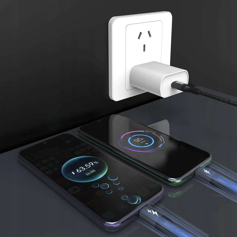 Dudao L3F 2in1 kabelis 100W 1.2m 2 x USB-C – juodos spalvos