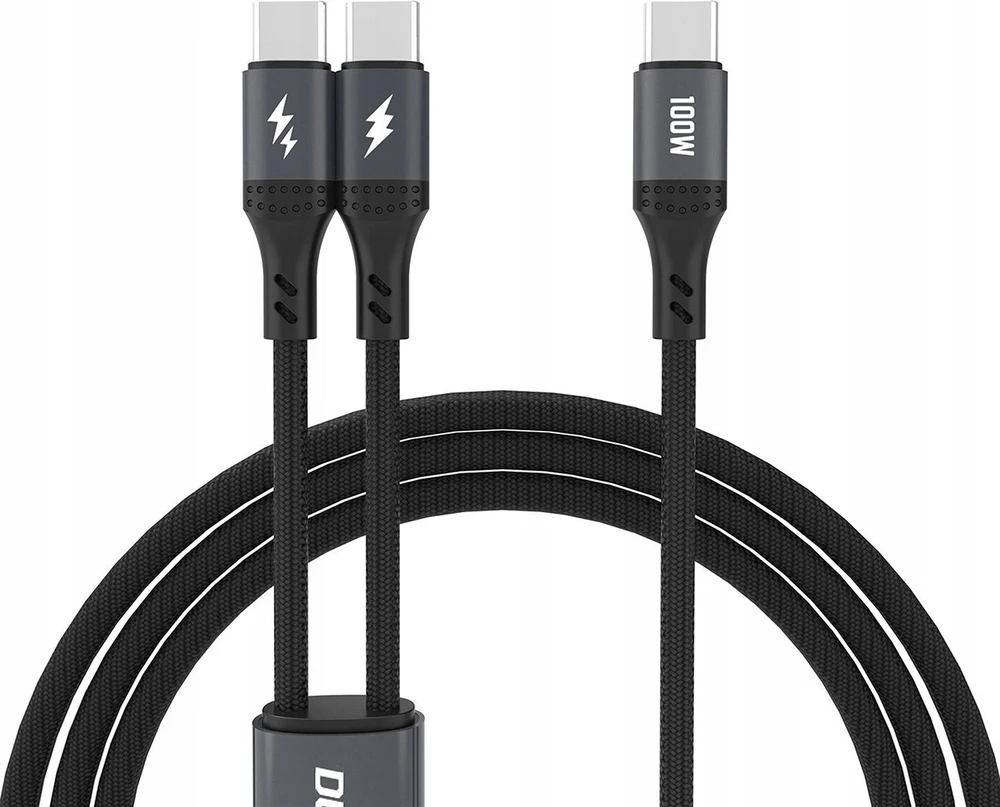 Dudao L3F 2in1 kabelis 100W 1.2m 2 x USB-C – juodos spalvos