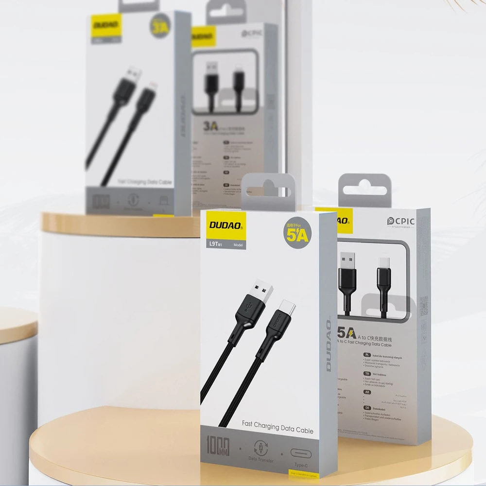 Dudao L9T 5A USB-A – USB-C kabelis 1m – juodos spalvos