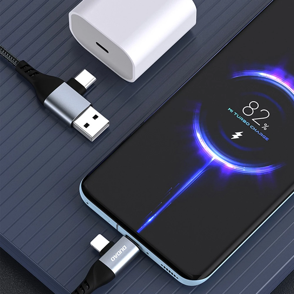Dudao L20 Pro 4-in-1 USB-A / USB-C – Lightning / USB-C kabelis – juodos spalvos
