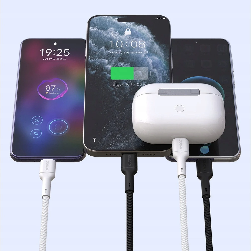 Dudao L9C 65W USB-C – USB-C kabelis 1m – baltos spalvos