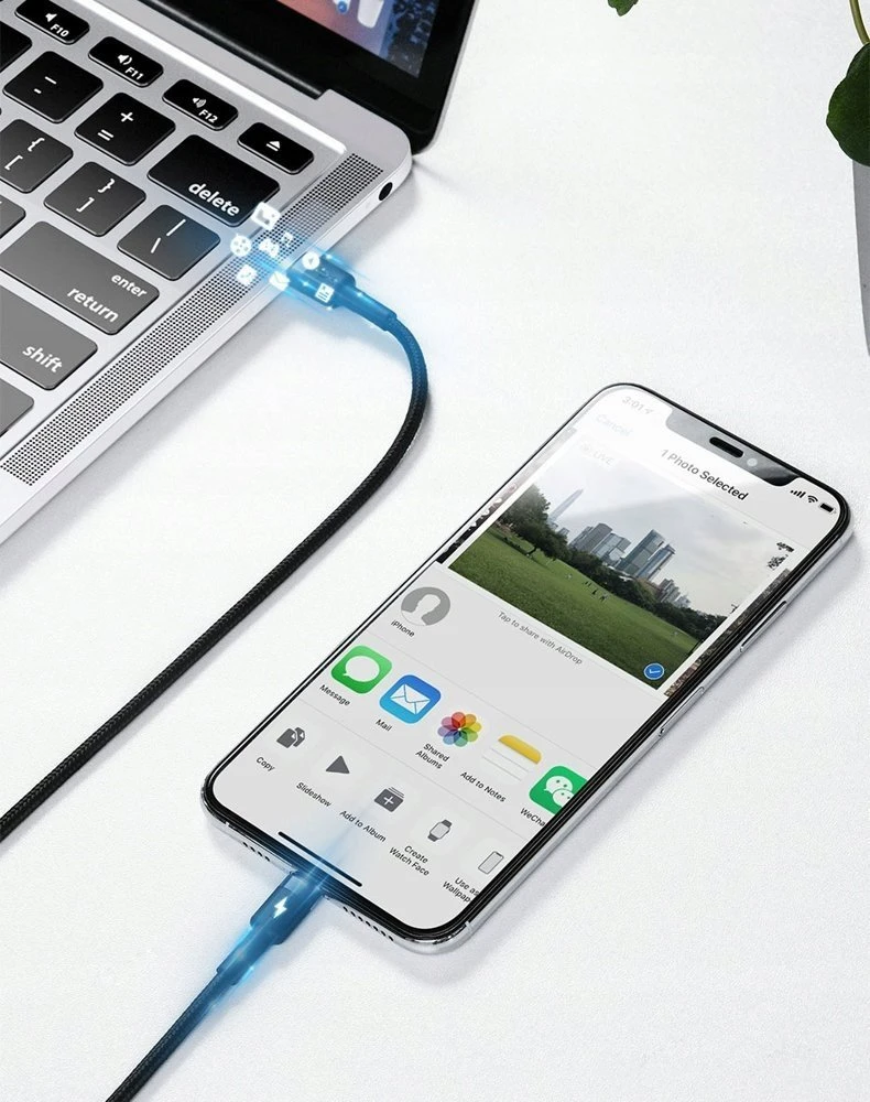 Dudao L3CC USB-C – USB-C 60W 1.2m pintas kabelis – juodos spalvos