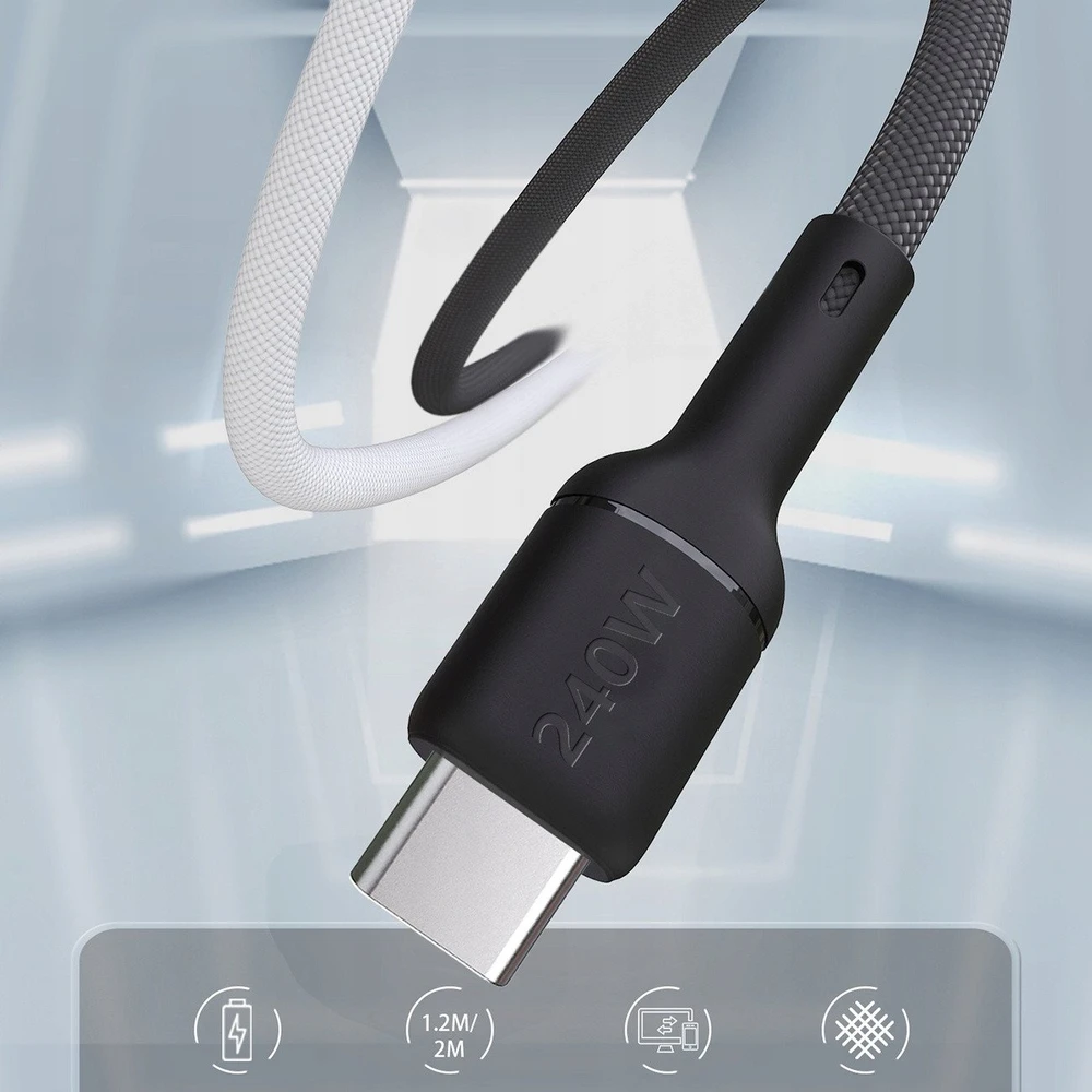 Dudao L9C Max 240W PD USB-C – USB-C kabelis 1.2m – juodos spalvos