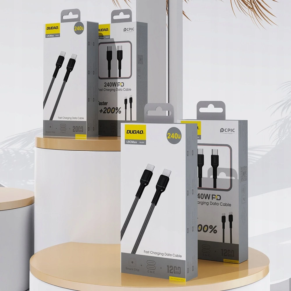 Dudao L9C Max 240W PD USB-C – USB-C kabelis 1.2m – juodos spalvos