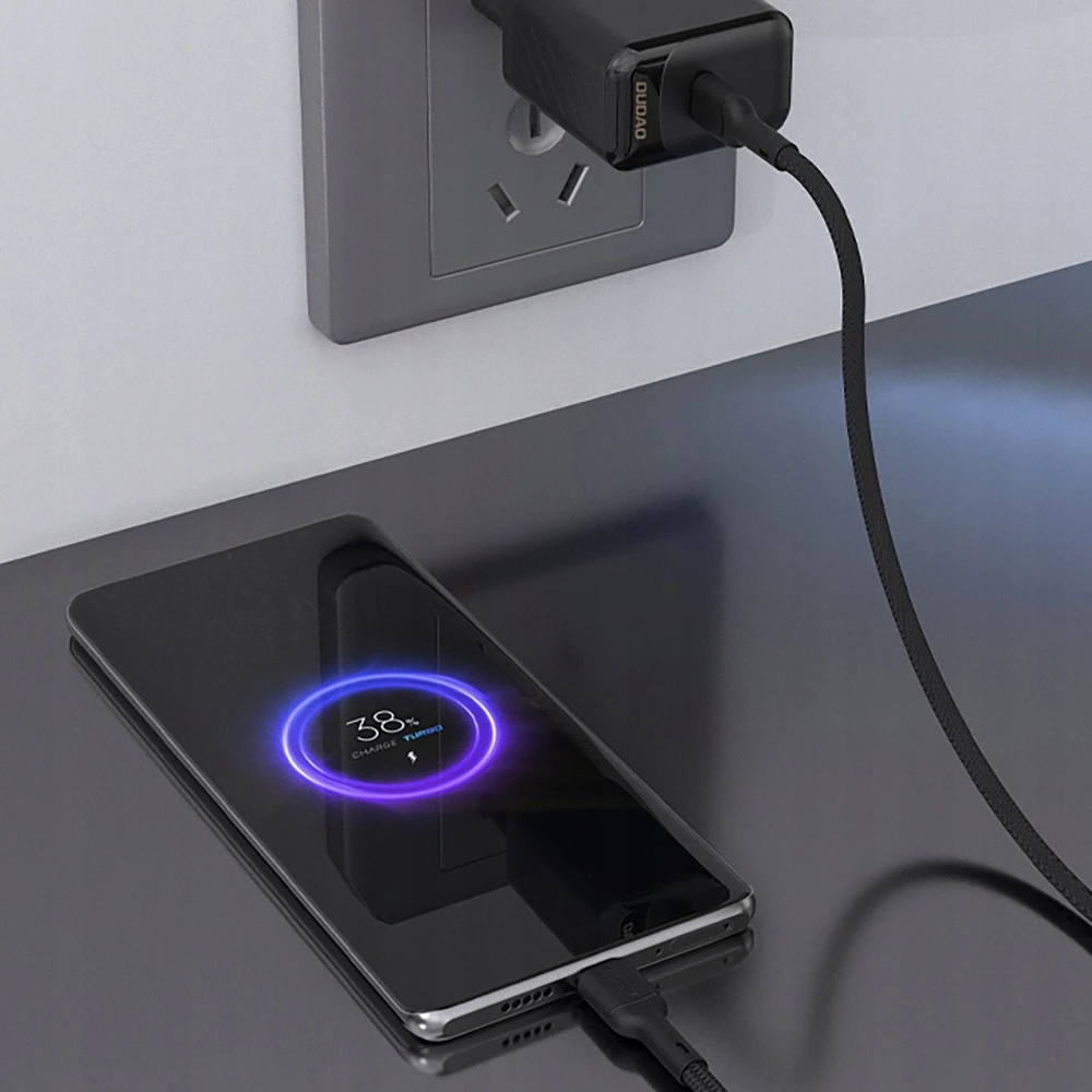 Dudao L9C 65W USB-C – USB-C 2m kabelis – juodos spalvos