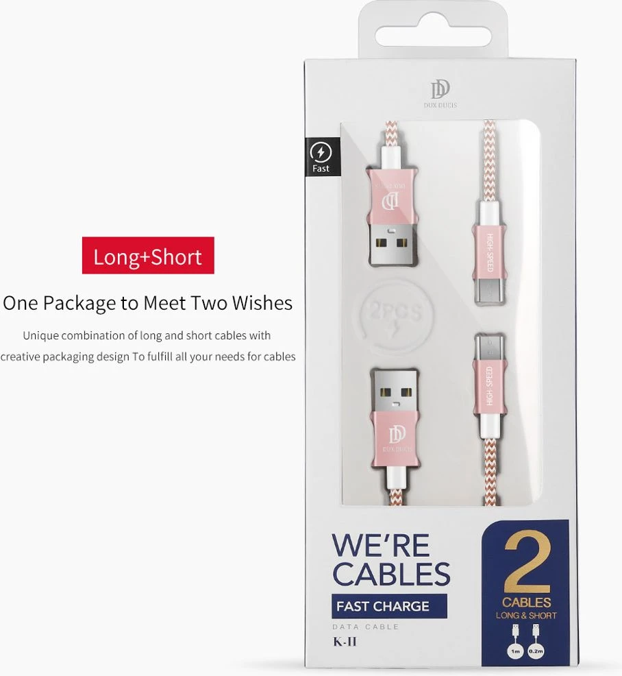 Kabelis USB Dux Ducis USB-A - microUSB 1 m Rožinė (49277-uniw)