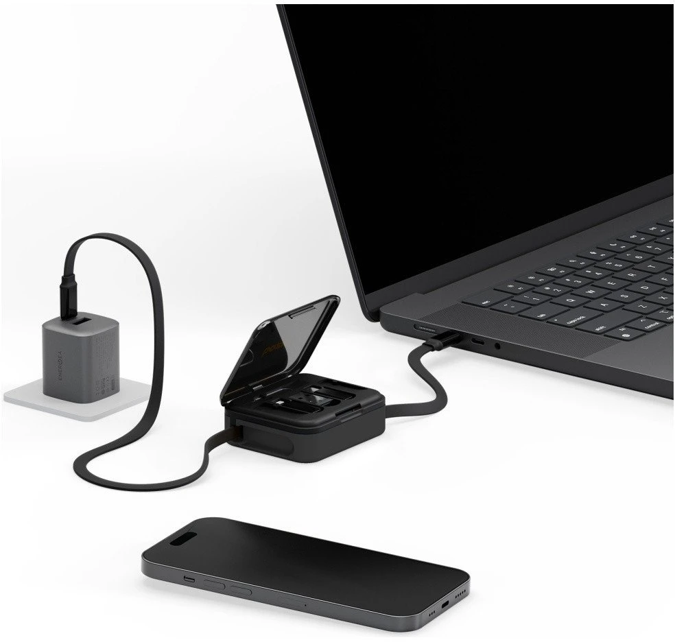 Energea Kabelis Bazic GoCharge Loop 5in1 Lightning, USB-A, Micro USB 1m juodos spalvos