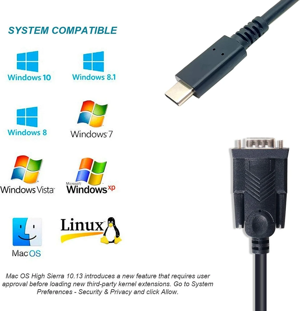 Kabelis USB Equip USB-C -> Serial RS232-DB9 Prolific St/St 1.5 m Juodas (133392)