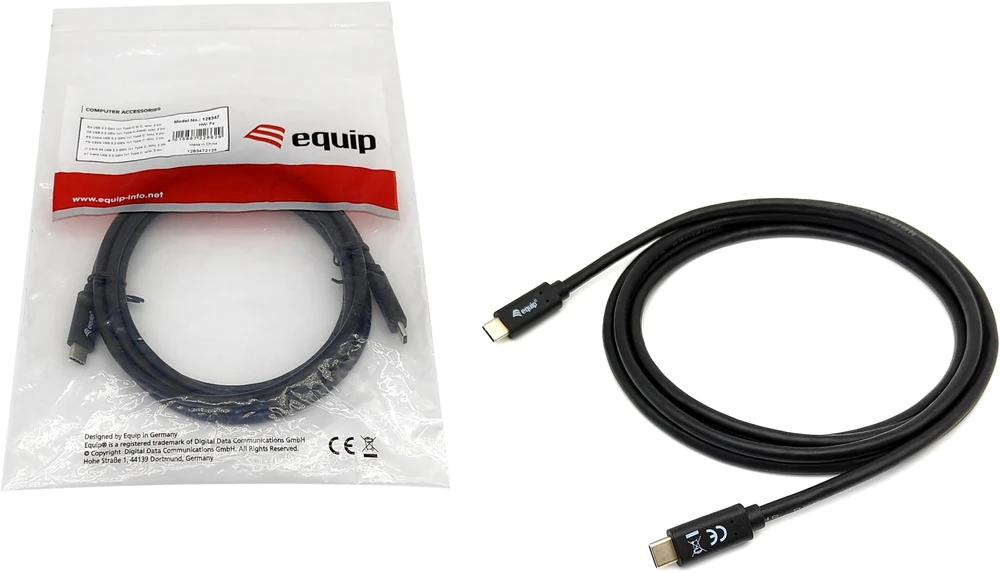 Kabelis USB Equip 128348 USB-C do USB-C 3.2 Gen 1 5 Gbit/s PD 60 W 0.5 m Juodas